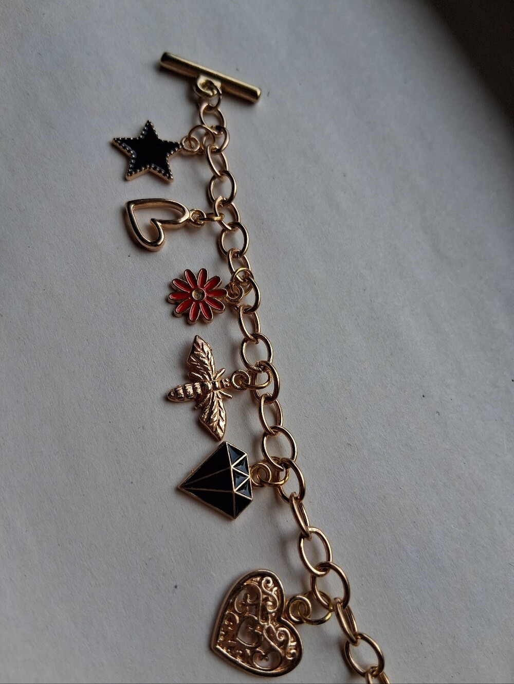 Gold-Tone Charm Bracelet with Multicolor Enamel Accents - Picture 2 of 10